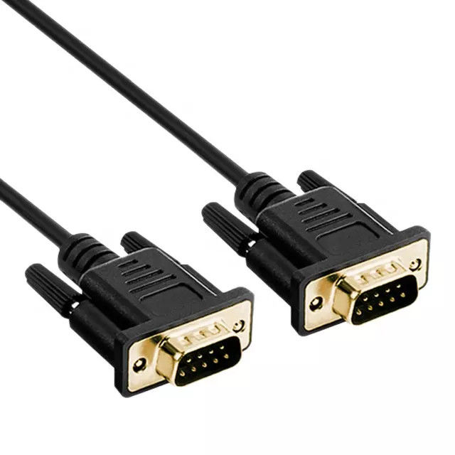 Cavo seriale RS232 DB9 a 9 pin da maschio a maschio per trasmissione dati video placcato in oro