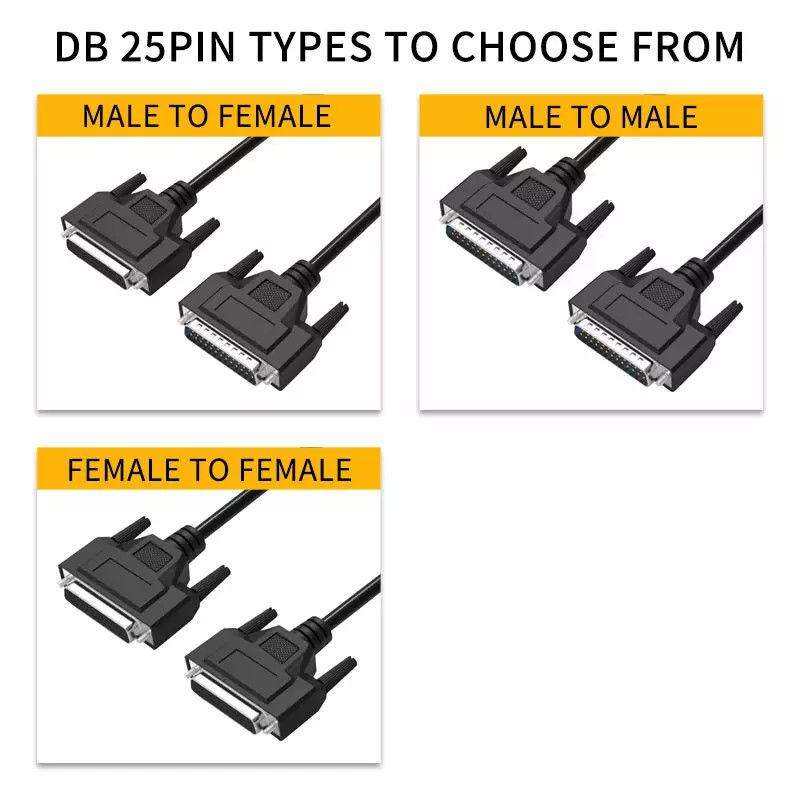 Connettore D-Sub a 25 pin Db25 a Db25 Cavi di comunicazione parallela da maschio a femmina