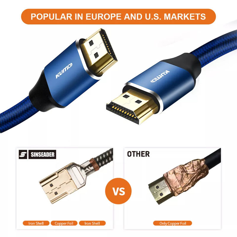 Test HDR TDR 48gbps Cavo HDMI 4k placcato oro 120Hz Supporta Ethernet 3D 4K HDTV