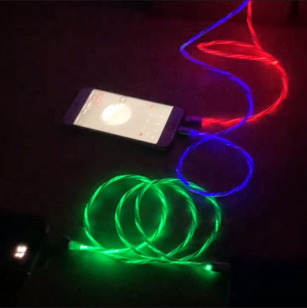Il carico veloce cabla 3 IN 1 tipo cavo infiammante di carico variopinto del fulmine del cavo di C 3A il LED USB