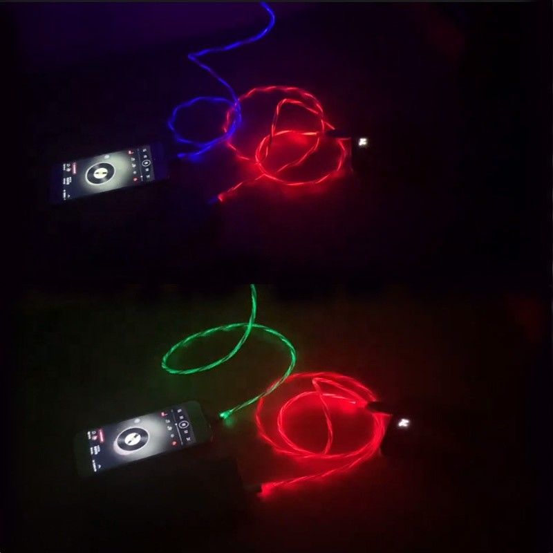 Il carico veloce cabla 3 IN 1 tipo cavo infiammante di carico variopinto del fulmine del cavo di C 3A il LED USB