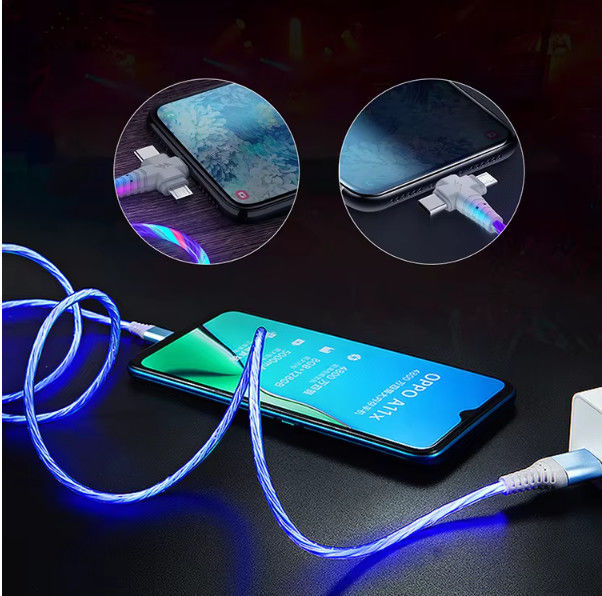 3in1 Flow Luminous Lighting cavo USB per Samsung 3 in 1 2in1 LED Micro USB Tipo C caricabatterie 8Pin filo per iPhone Huawei Xiaomi