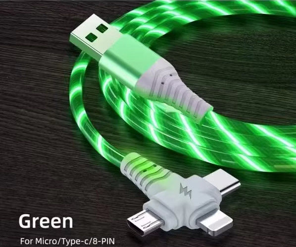 Prezzo di fabbrica vendita calda 3 in 1 cavo USB per illuminare di notte e trasferimento di data cavo luminoso