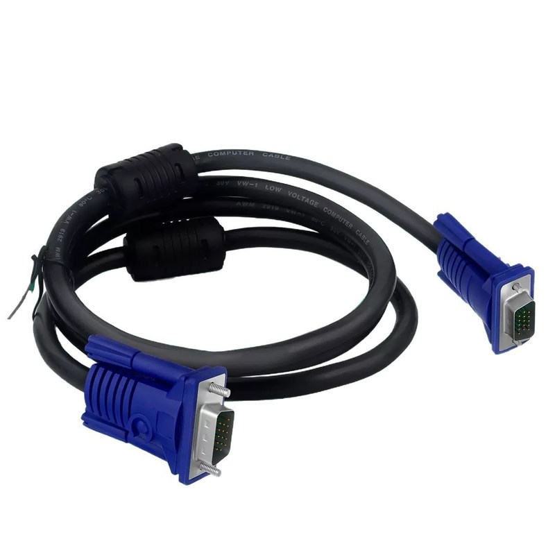 Custom Cable Blue Plug VGA Cable Computer Cable VGA (3+2) Video Cable Supports 24 Inch Screen VGA Computer Connection 1.5m