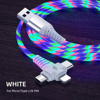 3in1 Flow Luminous Lighting cavo USB per Samsung 3 in 1 2in1 LED Micro USB Tipo C caricabatterie 8Pin filo per iPhone Huawei Xiaomi